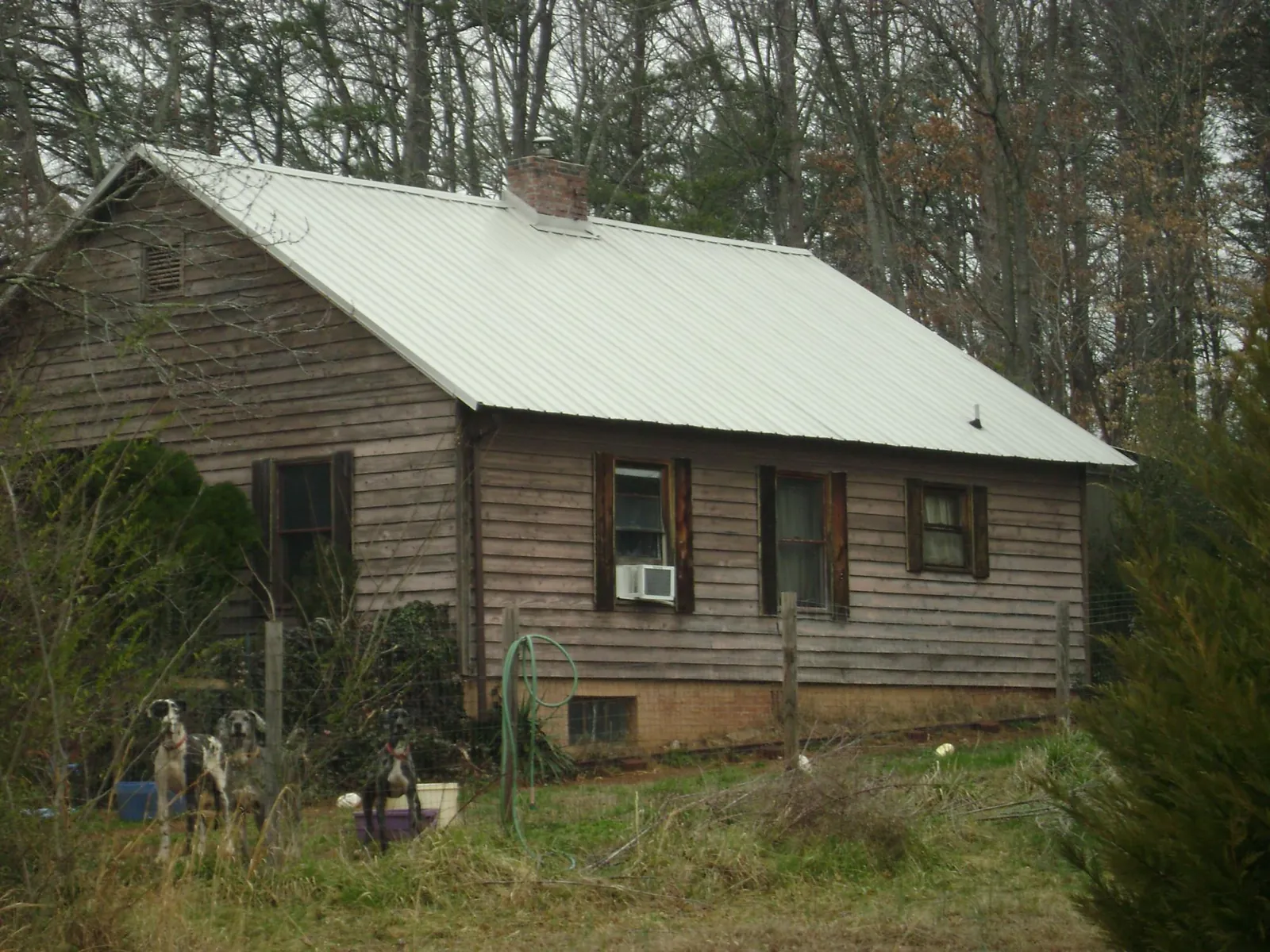 White metal roof on an old wood sided farmhouse, from a Asphalt Shingle Roof Repair job in Hurdle Mills